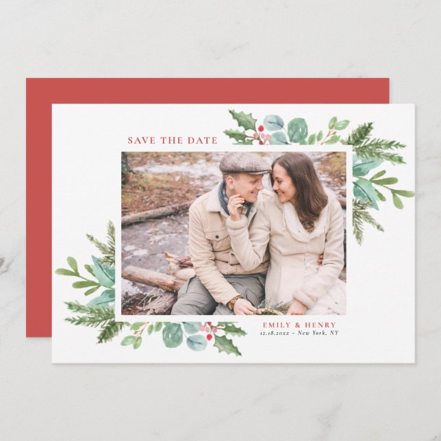 Vattenfärgsbild Julfommon Ram Photo Spara Datumet (Fram/baksida)