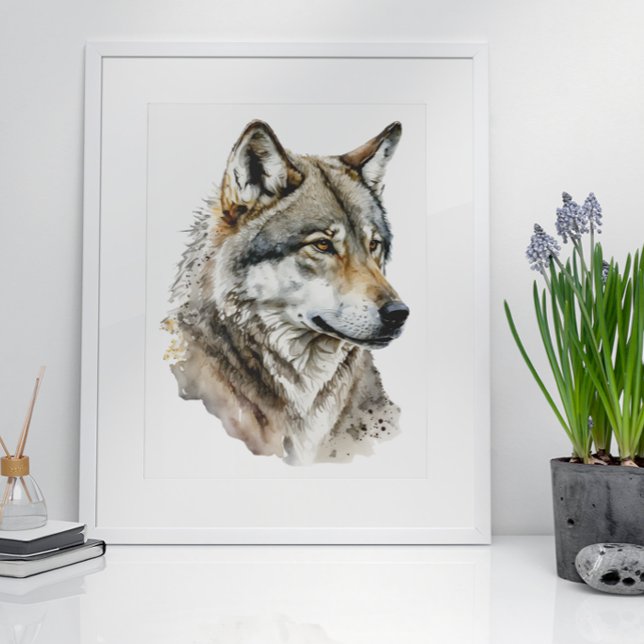 Vattenfärgsbild Varg Porträtt art Poster (Skapare uppladdad)
