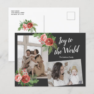 Vattenfärgsbilder, Blommigten Julhälsningar familj Vykort