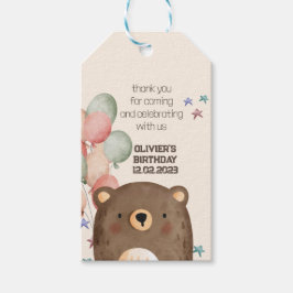 vattenfärgsbjörn med ballonger födelsedag Gift-Mär Presentetikett