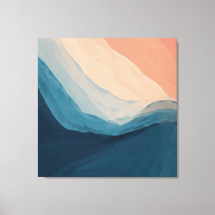 Vattenfärgsblå Abstrakt Art Ocean Vinkar Canvas Pr