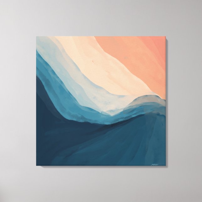 Vattenfärgsblå Abstrakt Art Ocean Vinkar Canvas Pr (Framsida)