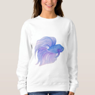 Vattenfärgsblå bettafisk t shirt
