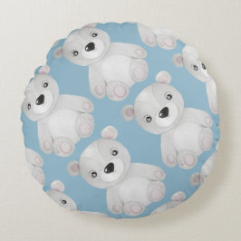 Vattenfärgsblå blå näsduk rund kudde