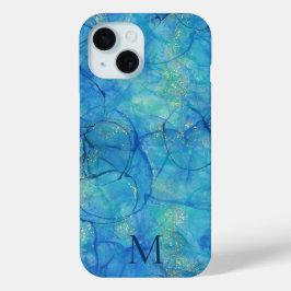 Vattenfärgsblå Bläck Blue & Guld + Monogram
