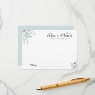 Vattenfärgsblå blommigt och önskemål rådkort