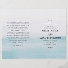 Vattenfärgsblå bröllop. Elegantens program har vik