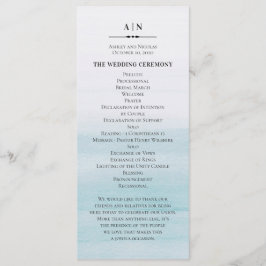 Vattenfärgsblå bröllop. Klassisk nautisk enkel Program