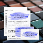 Vattenfärgsblå Brushstroke Makeup Artist Flygblad<br><div class="desc">Skriptvattenfärgsblå Brushstroke Makeup Artist Advertising Flyers by the Affärskort Store.</div>