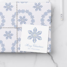Vattenfärgsblå designer-snöflingshölje