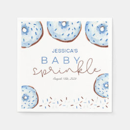 Vattenfärgsblå Donuts Baby Sprinkle Shower Pappersservett