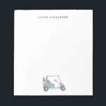 Vattenfärgsblå golfvagn, Personlig Anteckningsblock<br><div class="desc">Hand målad golfvagn med vattenfärg och anteckningsblock med golfpåse i Personlig,  ge perfekt till golf älskare.</div>