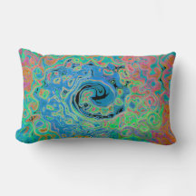 Vattenfärgsblå Groovy Abstrakt Retro Liquid Swirl