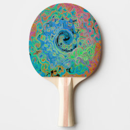 Vattenfärgsblå Groovy Abstrakt Retro Liquid Swirl Pingisracket