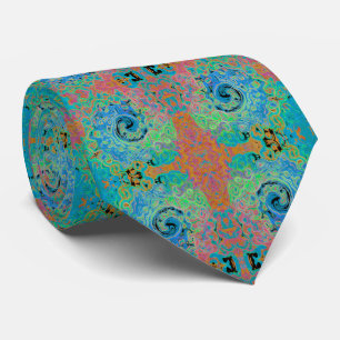 Vattenfärgsblå Groovy Abstrakt Retro Liquid Swirl Slips