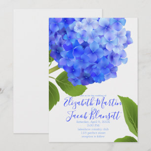 Vattenfärgsblå Hydrangea Bröllop Inbjudningar