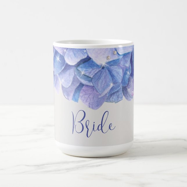 Vattenfärgsblå Hydrangea Brudens sida Kaffemugg (Center)