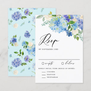 Vattenfärgsblå Hydrangea Flowers Bröllop OSA Kort