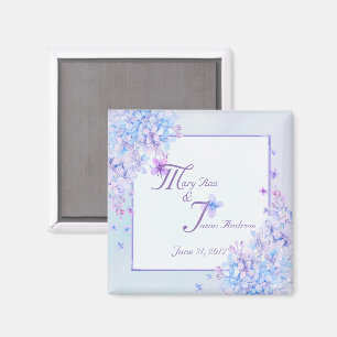 Vattenfärgsblå Lila Lilac Flower Magnet