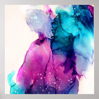 vattenfärgsblå lila poster