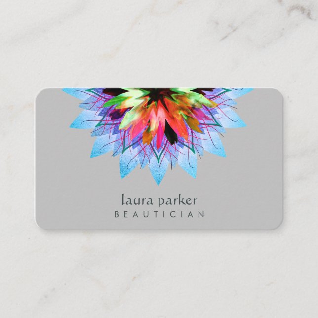 Vattenfärgsblå Lotus Flower Logotyp Massage Yoga Visitkort (Framsida)