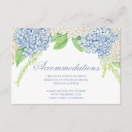Vattenfärgsblå och vit Hydrangea Vapensköld Bröllo Tilläggskort