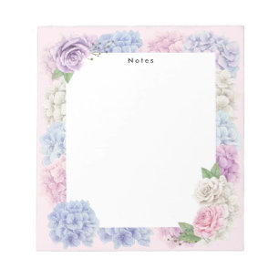 Vattenfärgsblå Rosa Hydrangeas Personlig Anteckningsblock