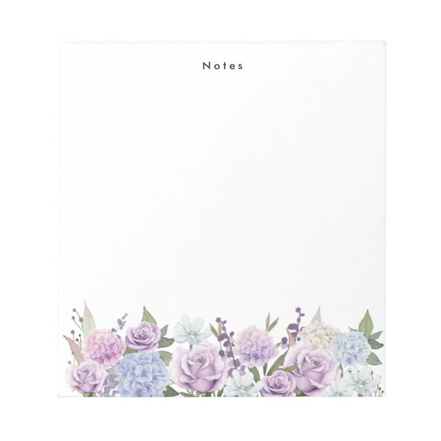 Vattenfärgsblå Rosa Hydrangeas Personlig Anteckningsblock (Framsida)