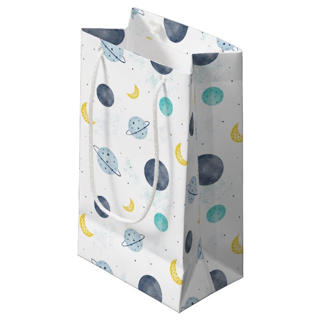 Vattenfärgsblå rymdplan Mönster (Framsidan Vinklad)