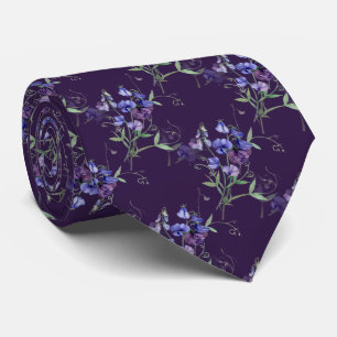 Vattenfärgsblå sötsaker ärter Garden Flower Mönste Slips
