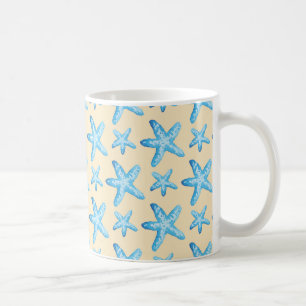 Vattenfärgsblå stjärnfisk, Mönster Kaffemugg