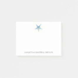 Vattenfärgsblå stjärnfisk post-it block