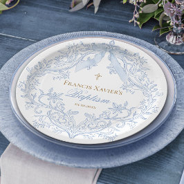 vattenfärgsblå vapensköld pojke Baptism