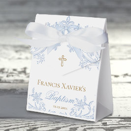 vattenfärgsblå vapensköld pojke Baptism Presentaskar
