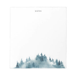 Vattenfärgsblå vinterskog anteckningsblock