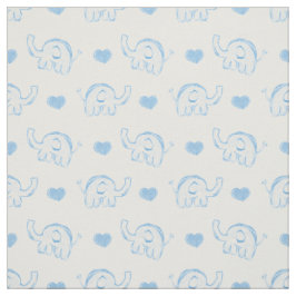 vattenfärgsblåa baby-elefanter och -hjärtan tyg