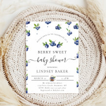 Vattenfärgsblåbär Berry Sweet Baby Shower