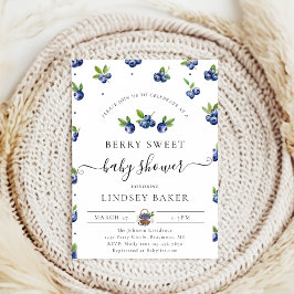 Vattenfärgsblåbär Berry Sweet Baby Shower Inbjudningar
