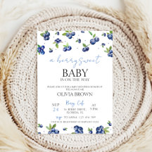 Vattenfärgsblåbär Berry Sweet Baby Shower