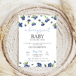 Vattenfärgsblåbär Berry Sweet Baby Shower Inbjudningar