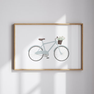 Vattenfärgsblåcykel, vintage poster