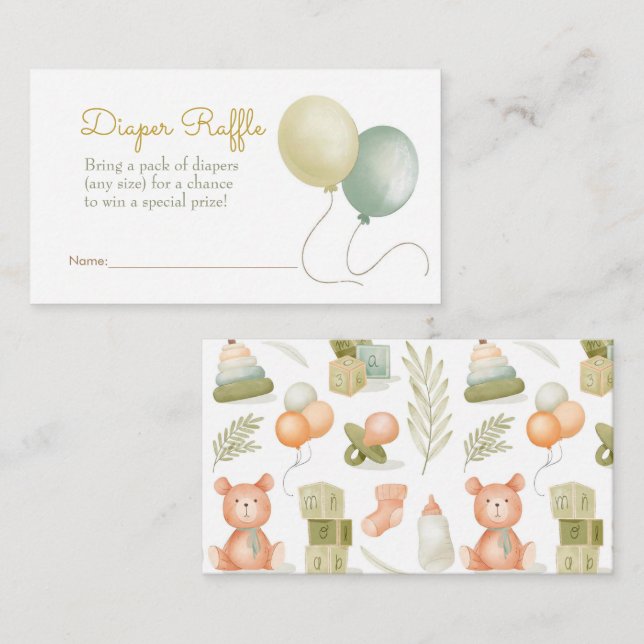 Vattenfärgsblad Baby Leksak Raffle Raffle Tilläggskort (Fram/baksida)