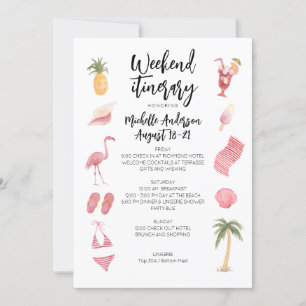 Vattenfärgsblad Beach Birthday Helg Itinerary Inbjudningar