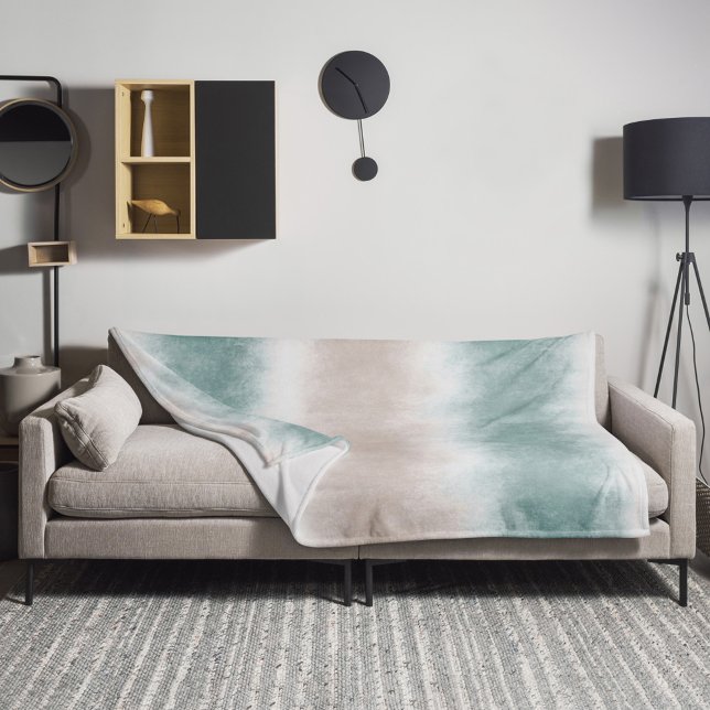 Vattenfärgsblad Beach Vinkar Sage Sea/Blue Grönt Fleecefilt (Skapare uppladdad)