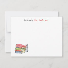 Vattenfärgsblad bokar och pennor tack vare kortet kort