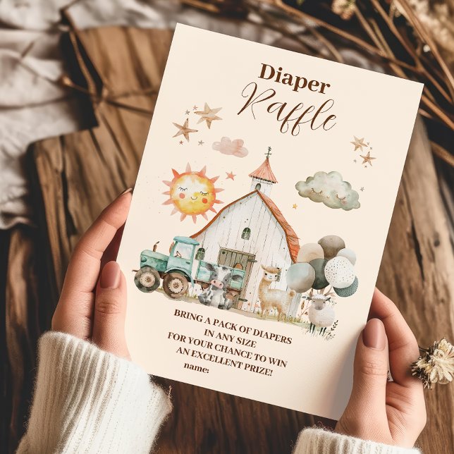 Vattenfärgsblad Cute Boskap Raffle Diapper Tilläggskort (Skapare uppladdad)