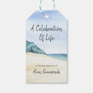 Vattenfärgsblad Firande i Life Memorial Presentetikett