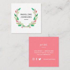 Vattenfärgsblad Fyrkantigt Visitkort