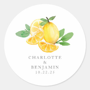Vattenfärgsblad Lemon Fruit Personlig Stationery Runt Klistermärke