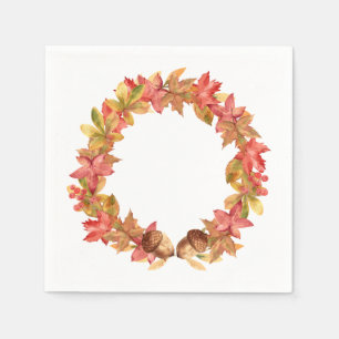 Vattenfärgsblad Löv, akorns, berries Pappersservett